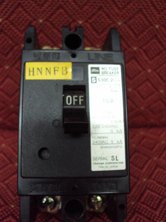 Used Toshiba S30C Circuit Breaker 2 Pole 15 AMP 41-13455