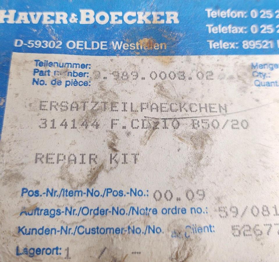 NOS Rexroth Valve Repair Kit 9.989.0003.02 B50/20 314144 F CD.10
