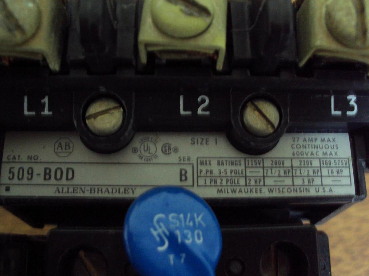 Used Allen Bradley AB Relay Contactor 509-B0D Ser B 115/120 Volt Coil 5O9-BOD