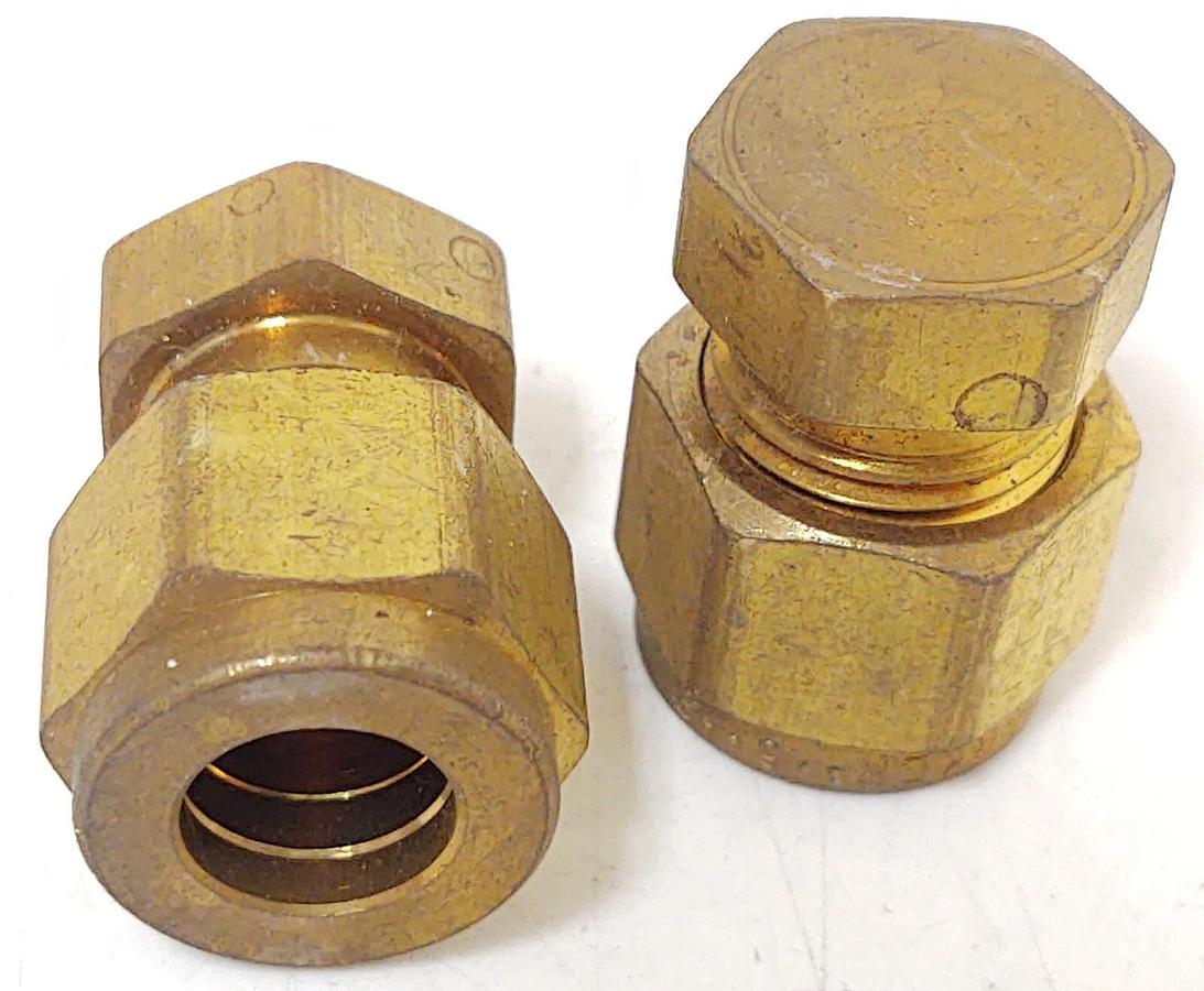 🔥 (2 PCS) Parker 6BLEN6-B 3/8" A-Lok Brass Tube End Cap Compression