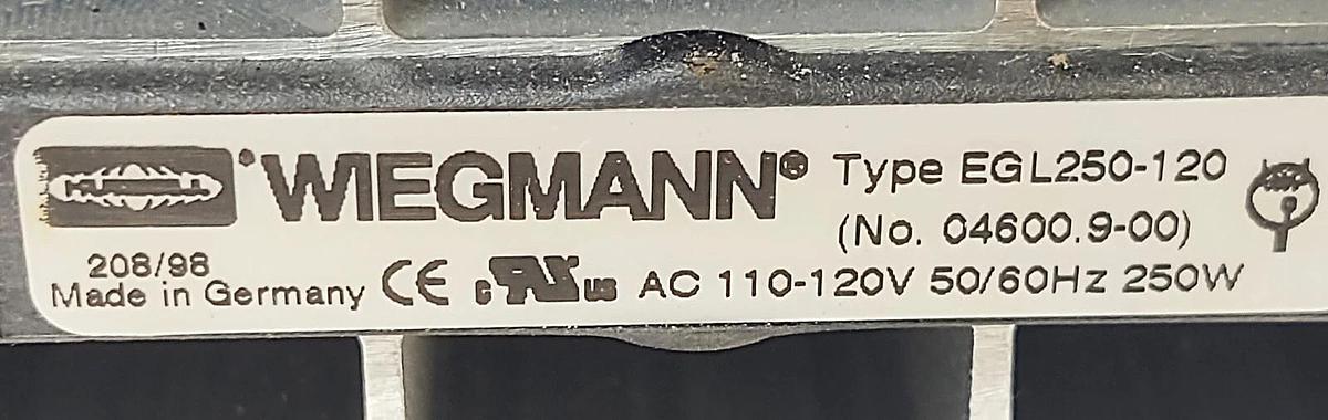 Hubbell Weigmann EGL250-120 Fan Enclosure Heater 120V 250W New Open Box