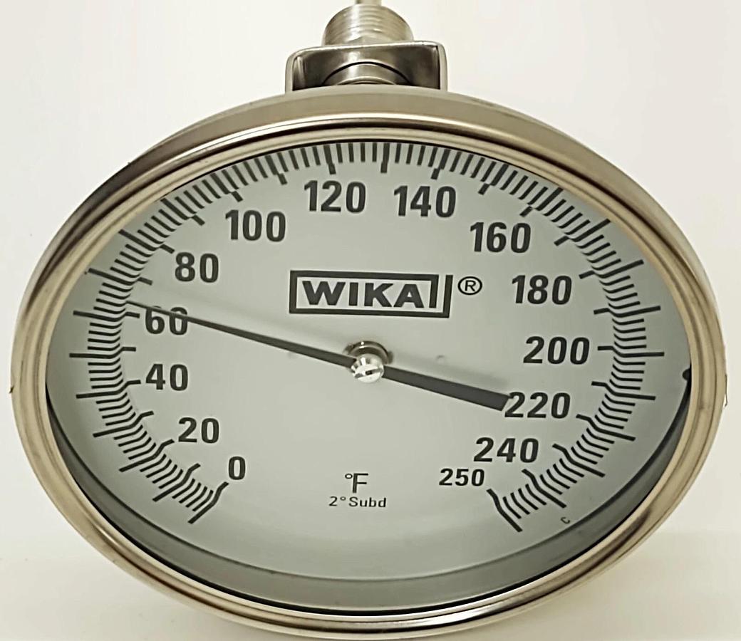 WIKA, Model 52, 52150D206G4, Temperature Gauge 15" Probe 0-250 F /NEW/ 5" Face
