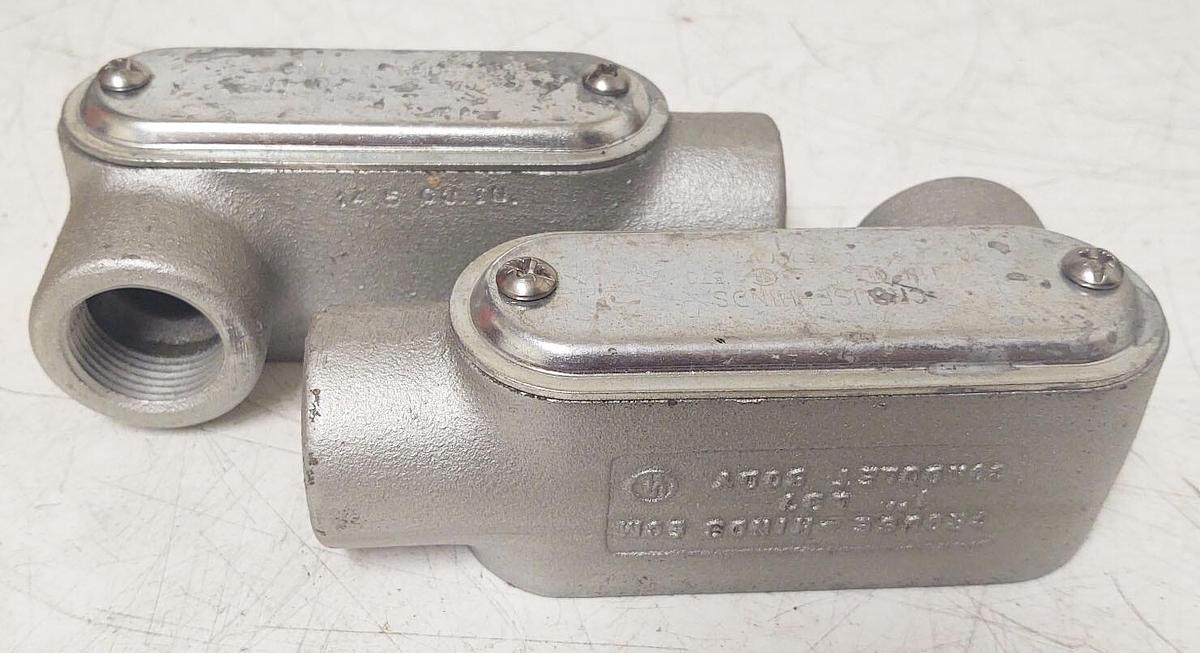 🔥 (2) Eaton Crouse-Hinds L37 1” Form 7 Condulet Conduit Body W/ Covers