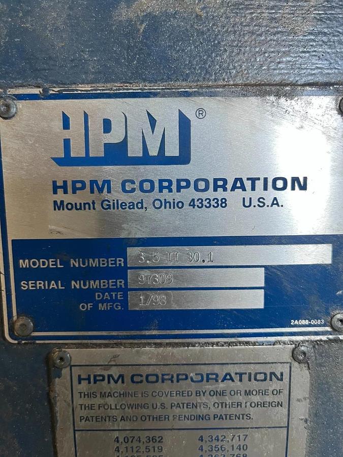 Used HPM 3.5" Extruder 150 HP 30:1 L/D Strand Die