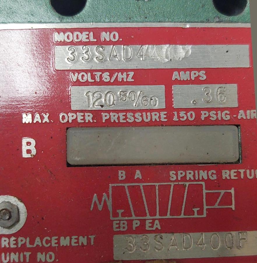 🔥(NEW) NUMATICS SOLENOID VALVE 33SAD400F 120V COIL