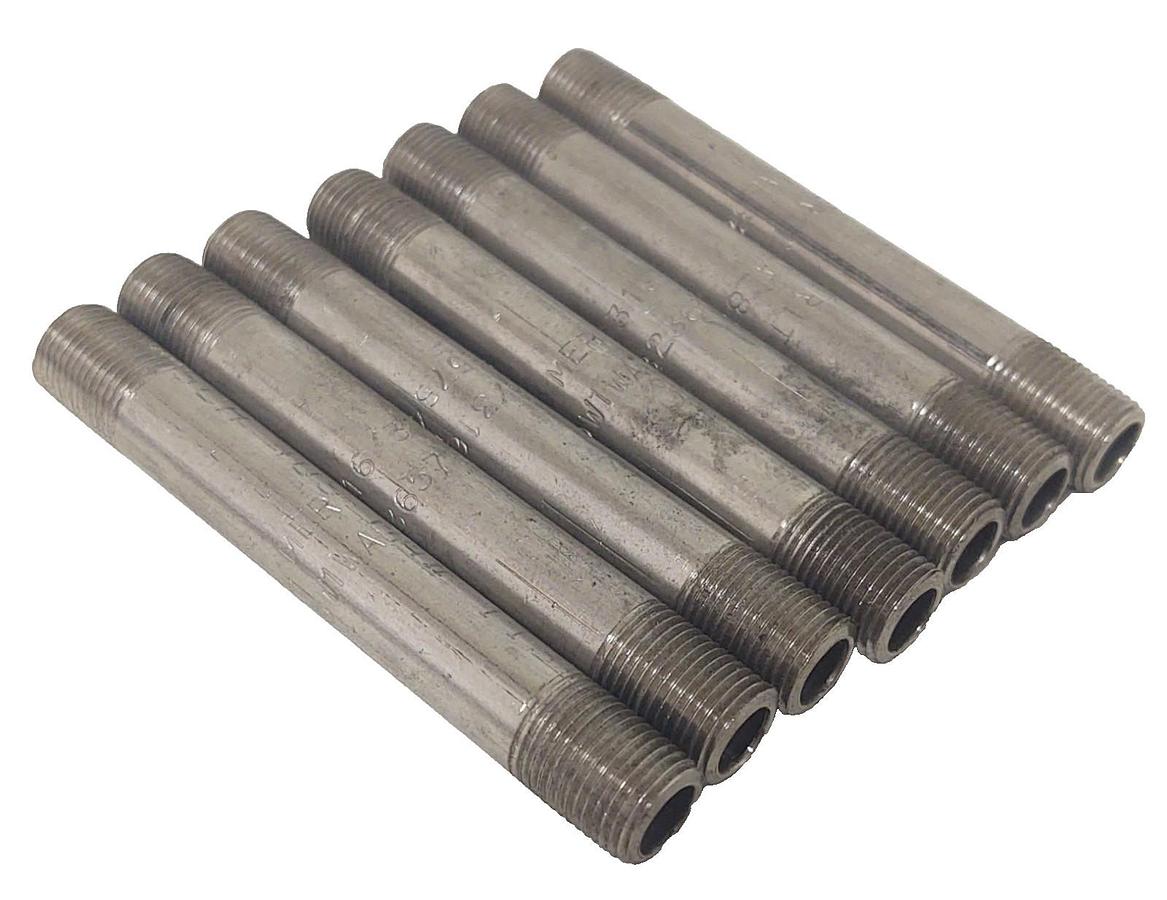🔥(QTY 7) 1/8" X 3" 316 Stainless Steel Threaded Pipe Nipple New