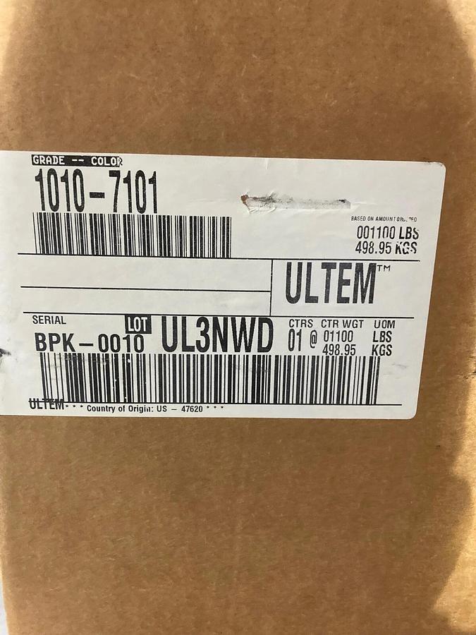 Sabic PEI Ultem 1010 Plastic Pellets Black Resin Injection Molding 10 lbs.