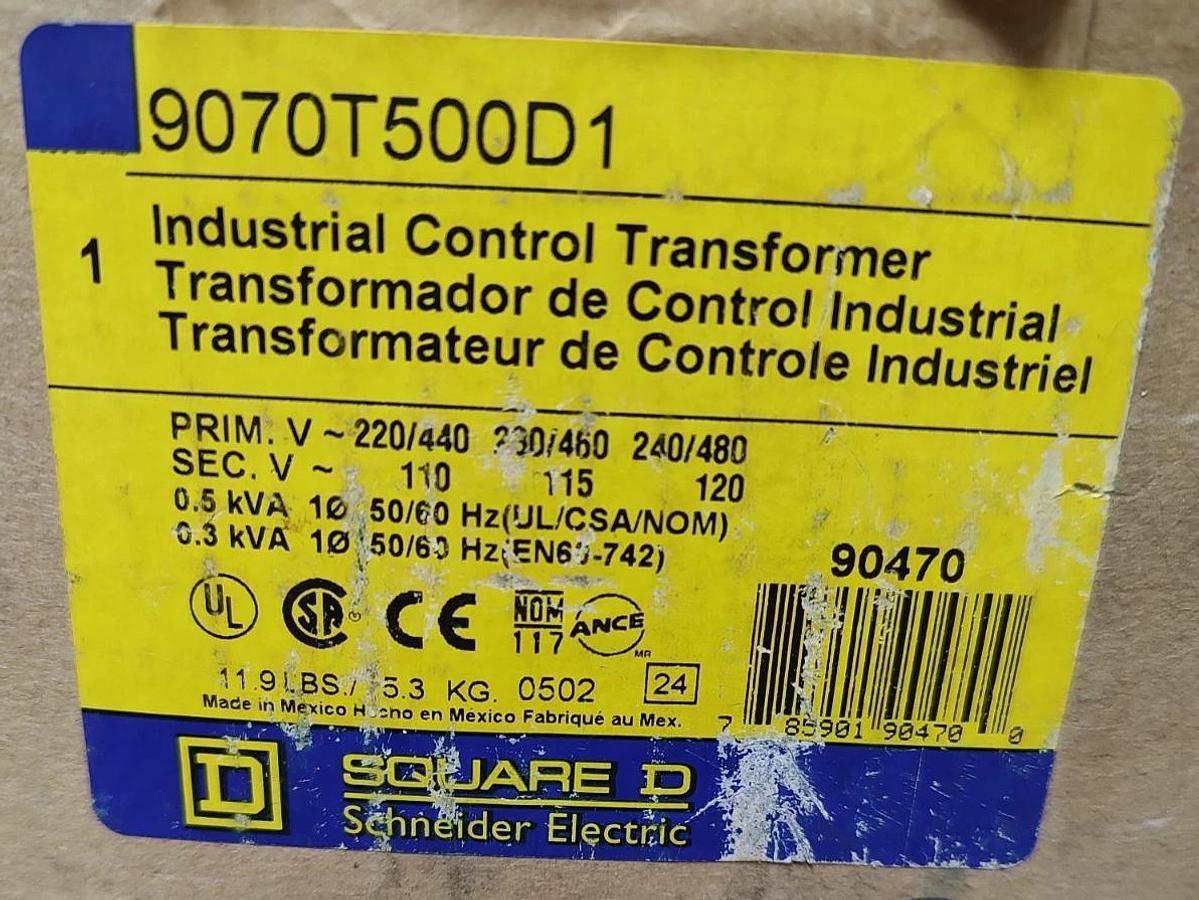 🔥NOS Square D 9070T500D1 Industrial Control Transformer OPEN BOX