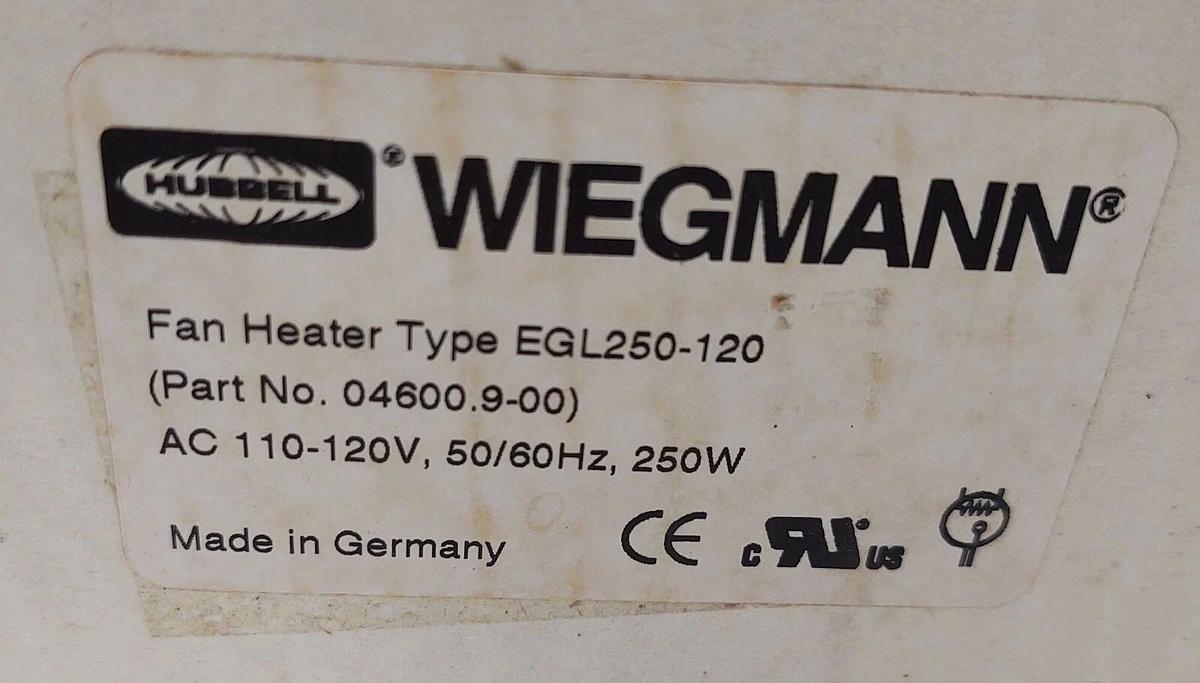 Hubbell Weigmann EGL250-120 Fan Enclosure Heater 120V 250W New Open Box