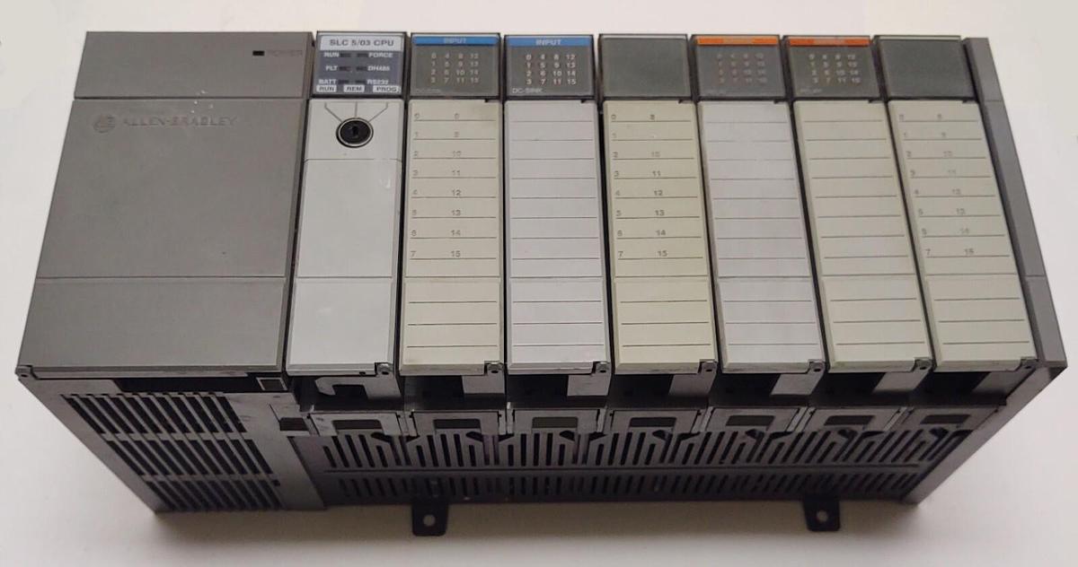 Used PLC Allen-Bradley SLC500 1746-A7 Rack 7 Slots Power Supply And 4 I/O Cards TEST
