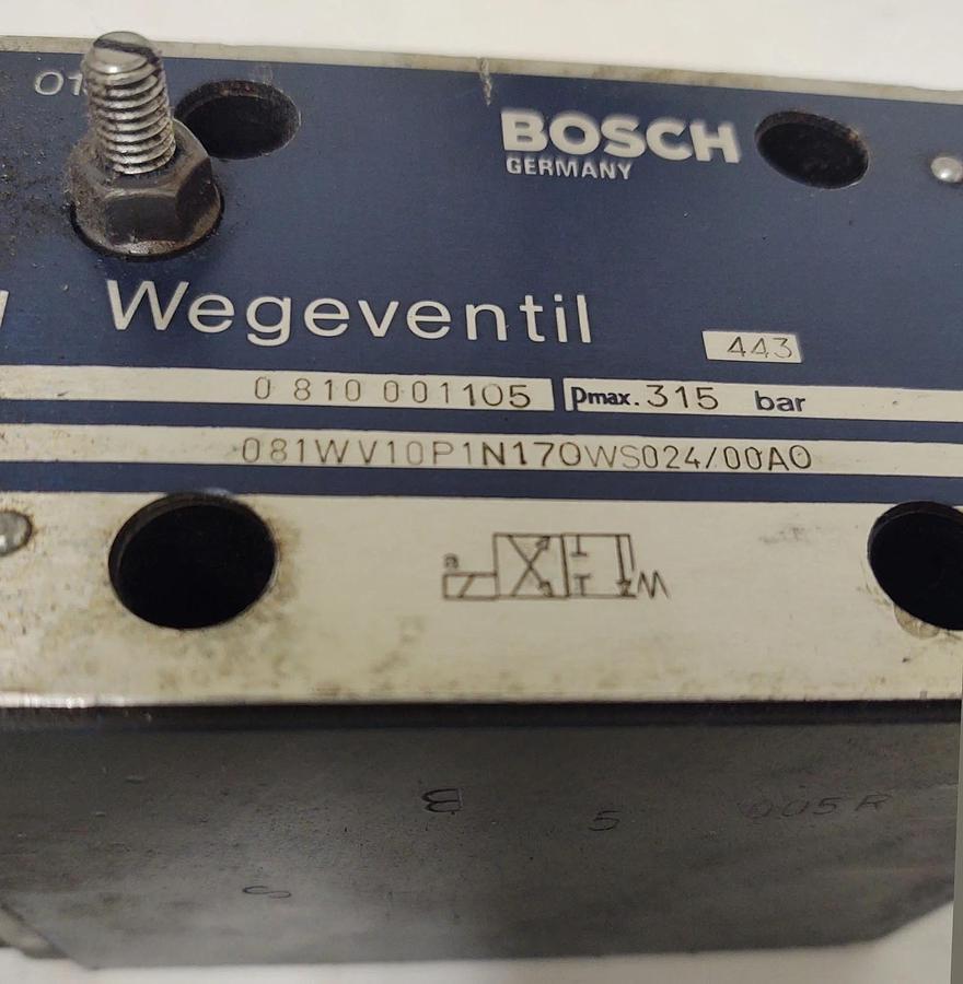 Used đŸ”¥BOSCH HYDRAULIC VALVE 081WV10P1N170WS024/00A0, 0810001105, 24V COIL