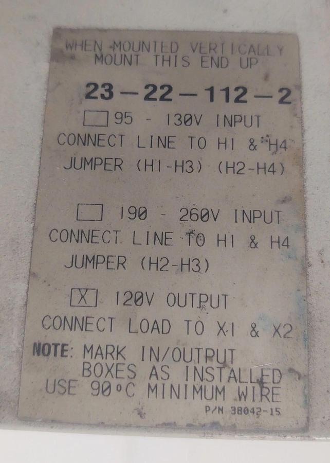 Used 🔥 Sola 23-22-112-2 Constant Voltage Sine Transformer CVS 120 VA