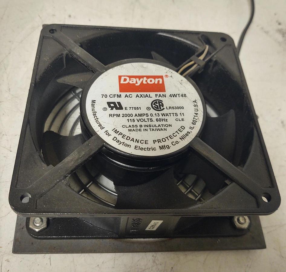 Used 🔥 Dayton 4WT48 Axial Fan, Square, 115V Ac, 1 Phase, 70/76 Cfm Cabinet Cooler
