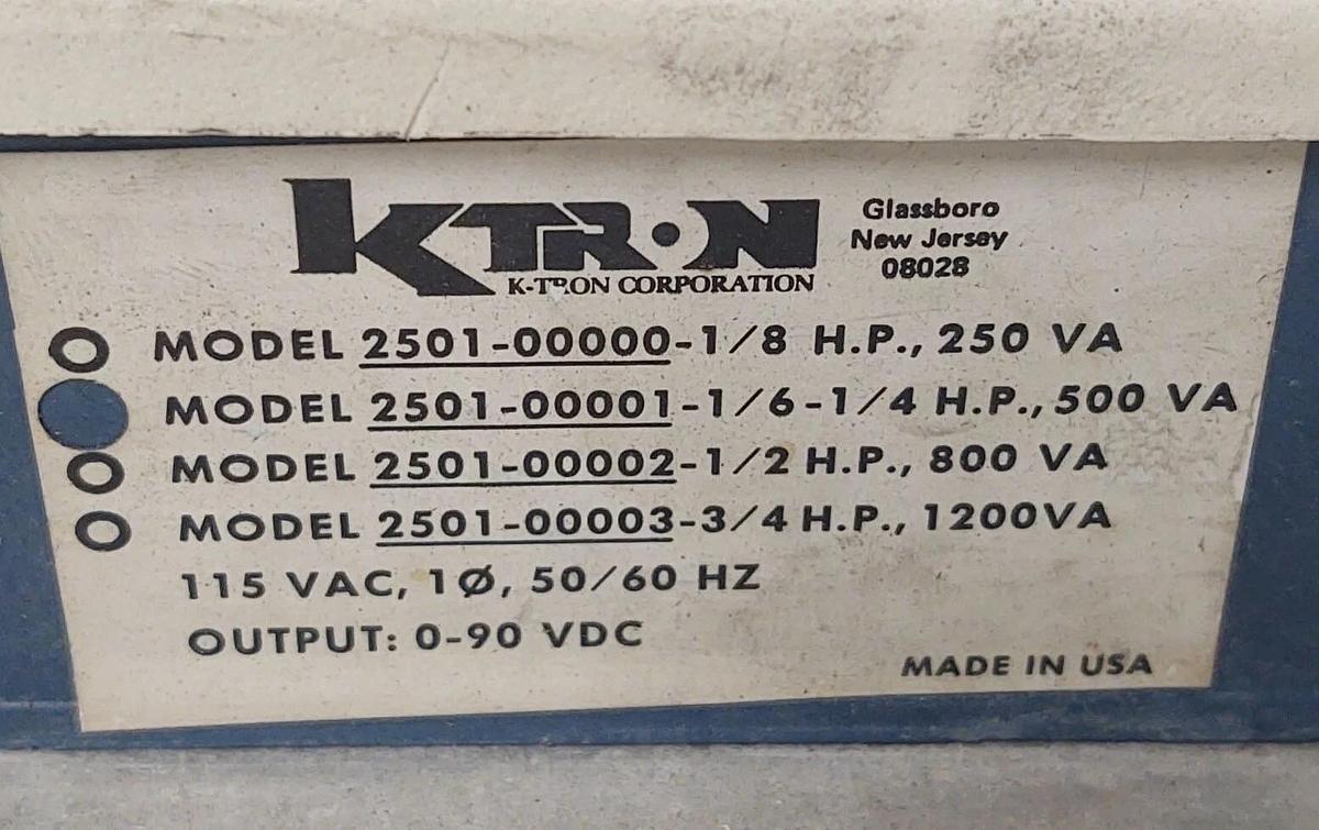 Used 🔥KTRON 0-90 DC Motor Drive 115 VAC Volumetric Feeder Controller 2501-00001