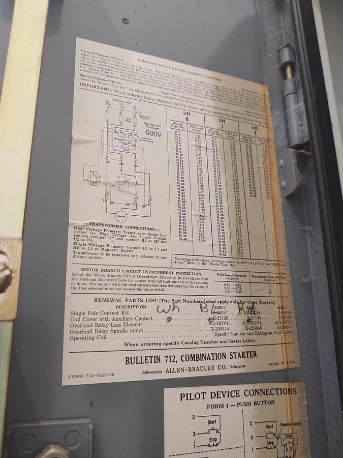 Used 🔥 Allen Bradley 712-BJB242 Size 1 Motor Starter Disconnect 120V Coil 10 Hp