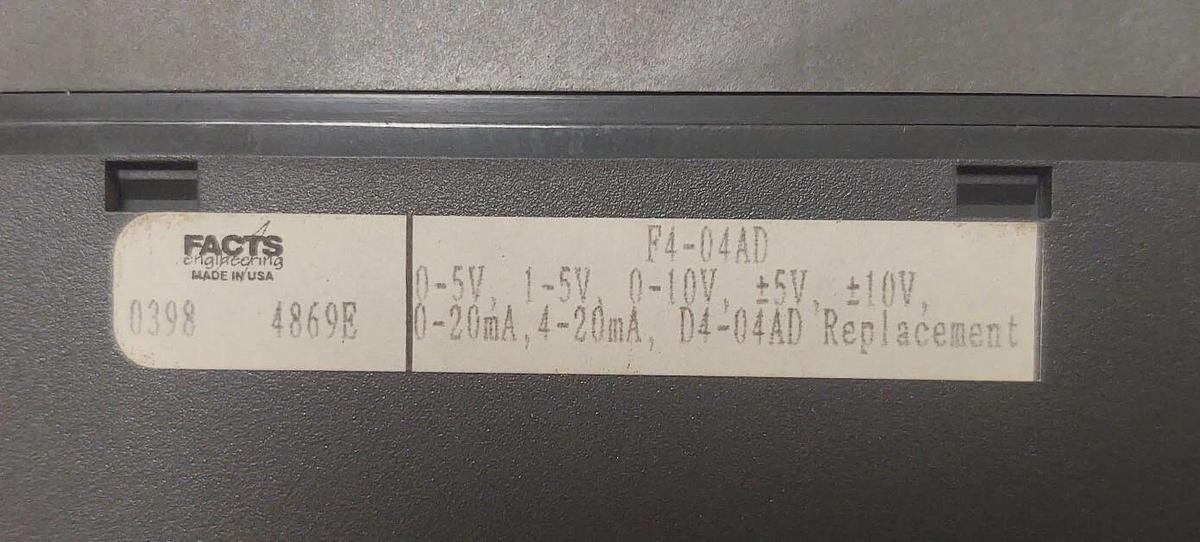 Used 🔥DIRECT LOGIC FACTS ENGINEERING F4-04AD ANALOG INPUT MODULE