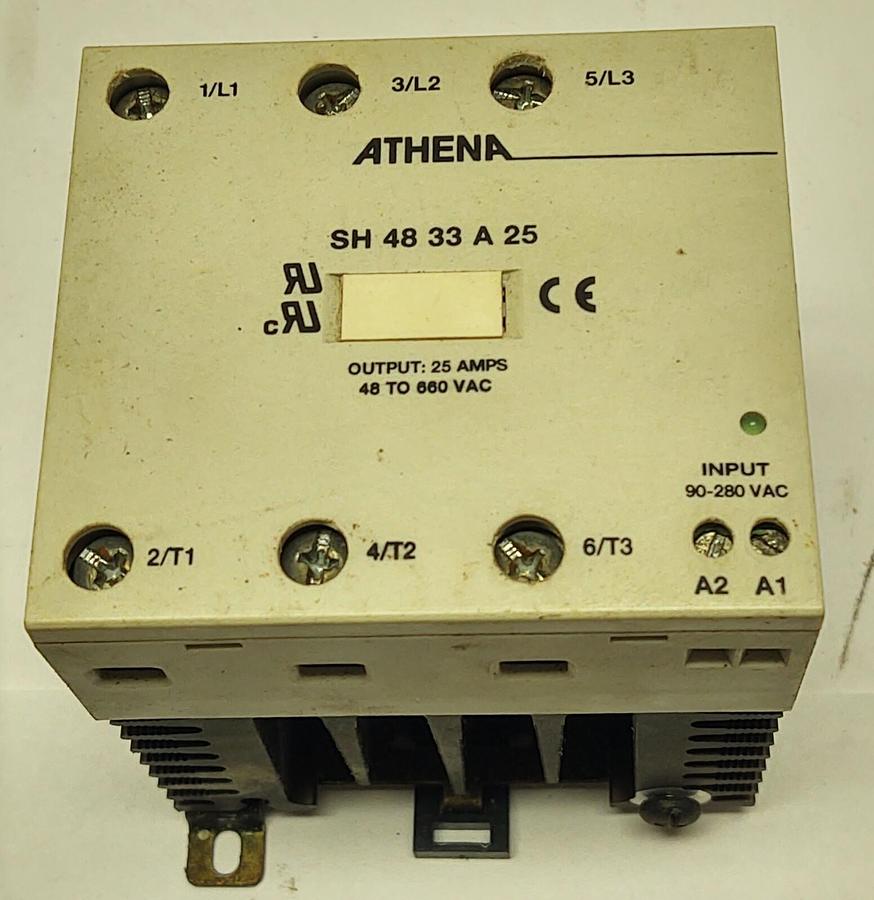 Used ATHENA SH 48 33 A 25 3PHASE SSR SOLID STATE RELAY 3PH 25AMP 90-280 INPUT 660VAC