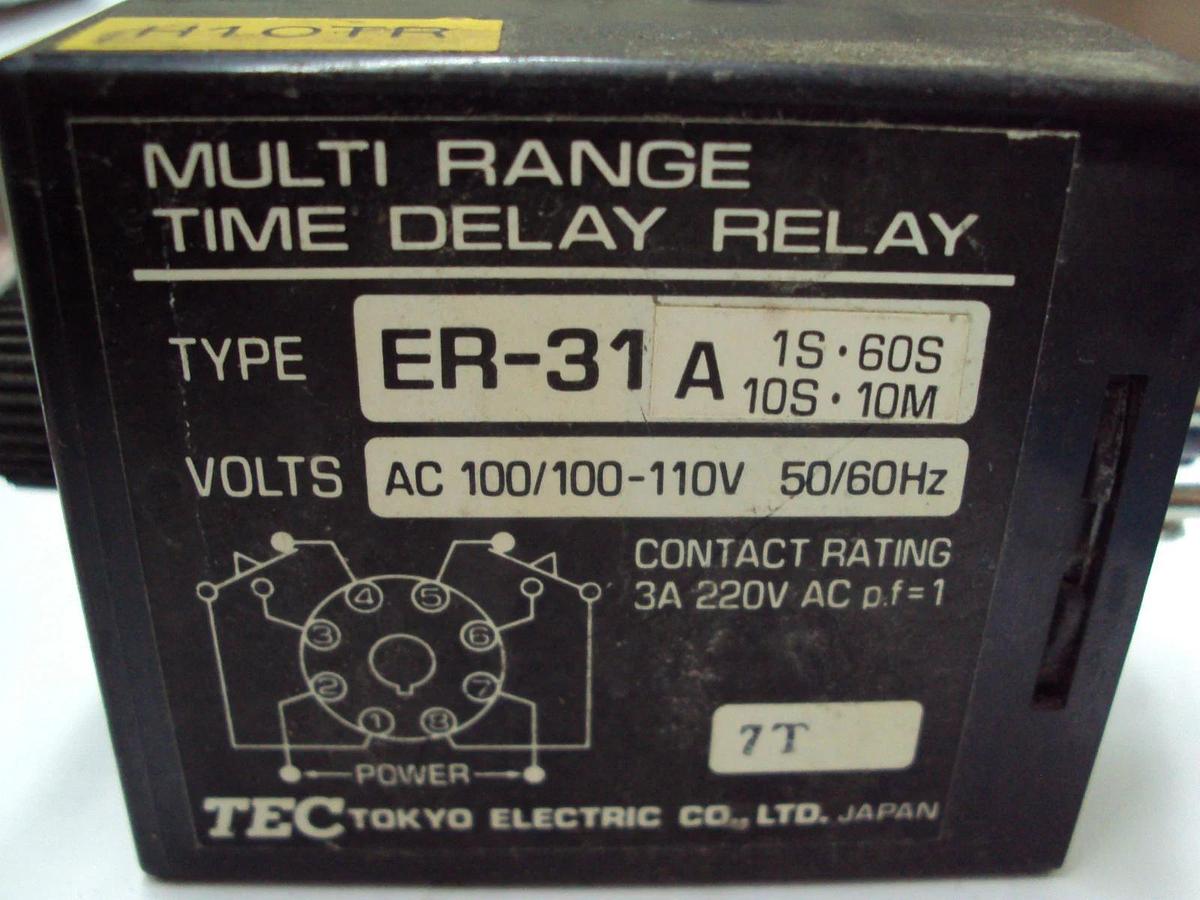 Used TEC Multi Range Time Delay Relay Type ER-31A  Timer 1S - 60S  10S -10M