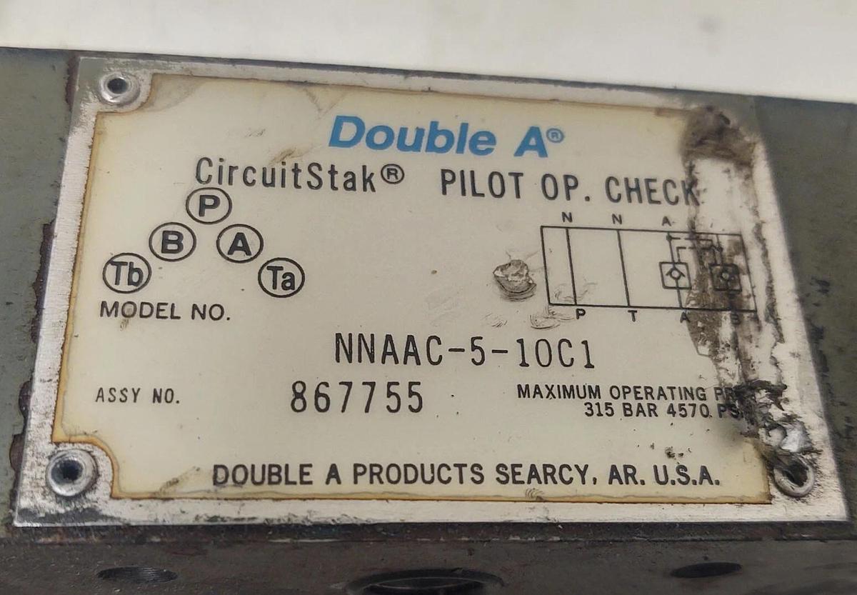 Used 🔥 CircuitStak Double A NNANC-5-10C1 Pilot Operated Check Valve 315BAR 867755