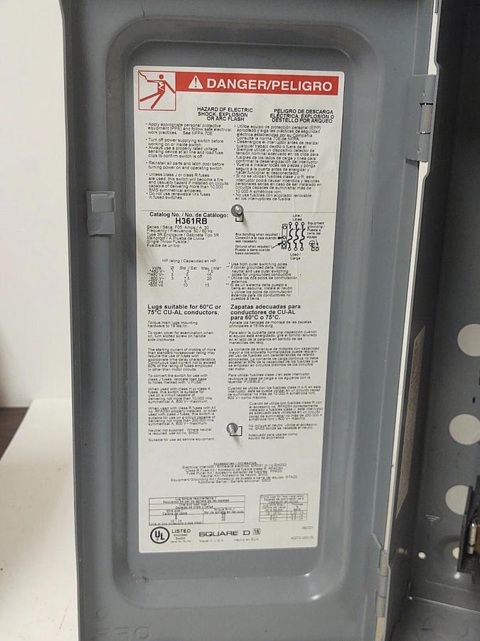 Used 🔥 SQUARE D FUSED HEAVY DUTY SAFETY SWITCH H361RB SER F05 30A  600V
