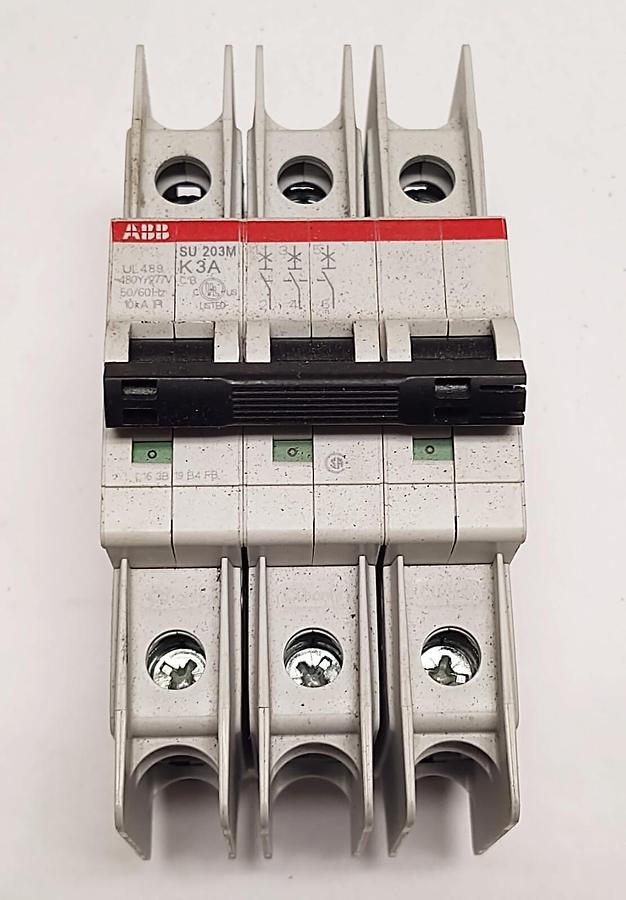 Used ABB SU203M-K3 3 Pole 3A 277/480v Circuit Breaker DIN Rail