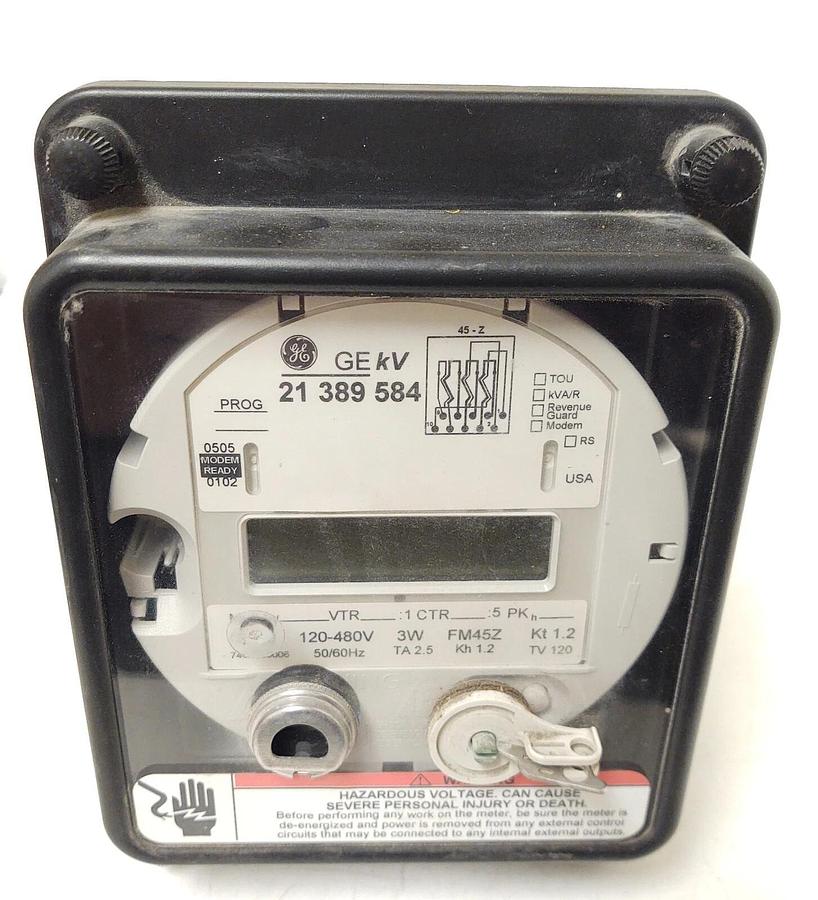 Used GE KV 21389584 MULTIFUNCTION ELECTRIC METER w/ CASE