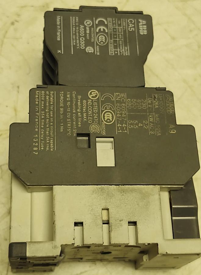 Used ABB CA5-40N 40 Amp Control Relay with 120VAC Coil DIN Rail Mounting 8 Pole