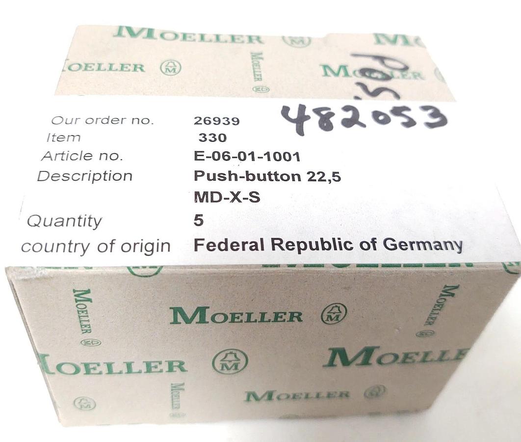 🔥 NEW (5PCS) MD-X-S BLACK Operators PUSH BUTTON 22mm Klockner Moeller Eaton