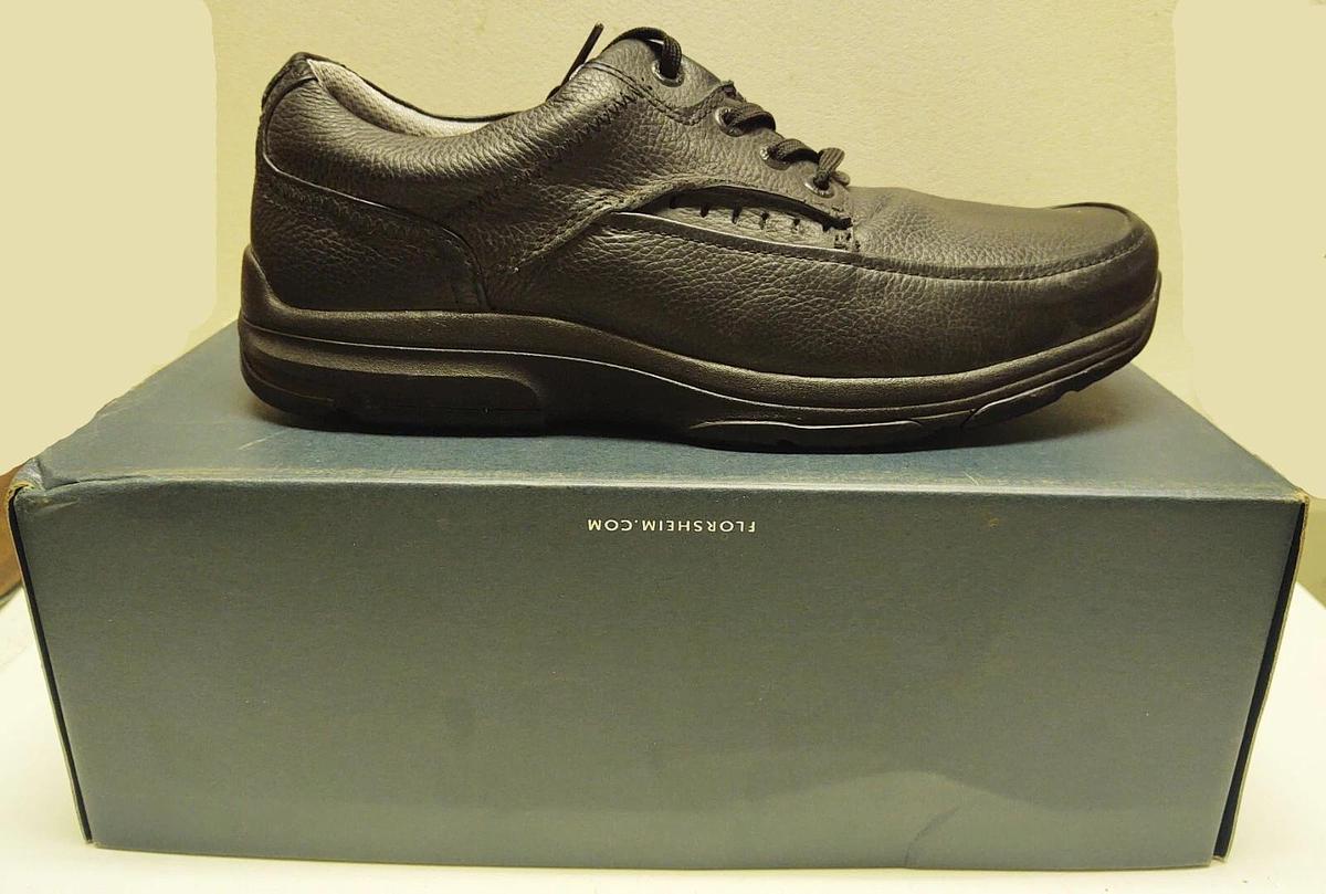Used NIB Florsheim Mens Black Casual Sneakers Shoes 8.5 Medium 14090-001 Leather