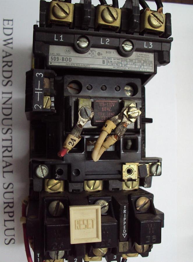 Used Allen Bradley AB Relay Contactor 509-B0D Ser B 115/120 Volt Coil 5O9BOD Size 1