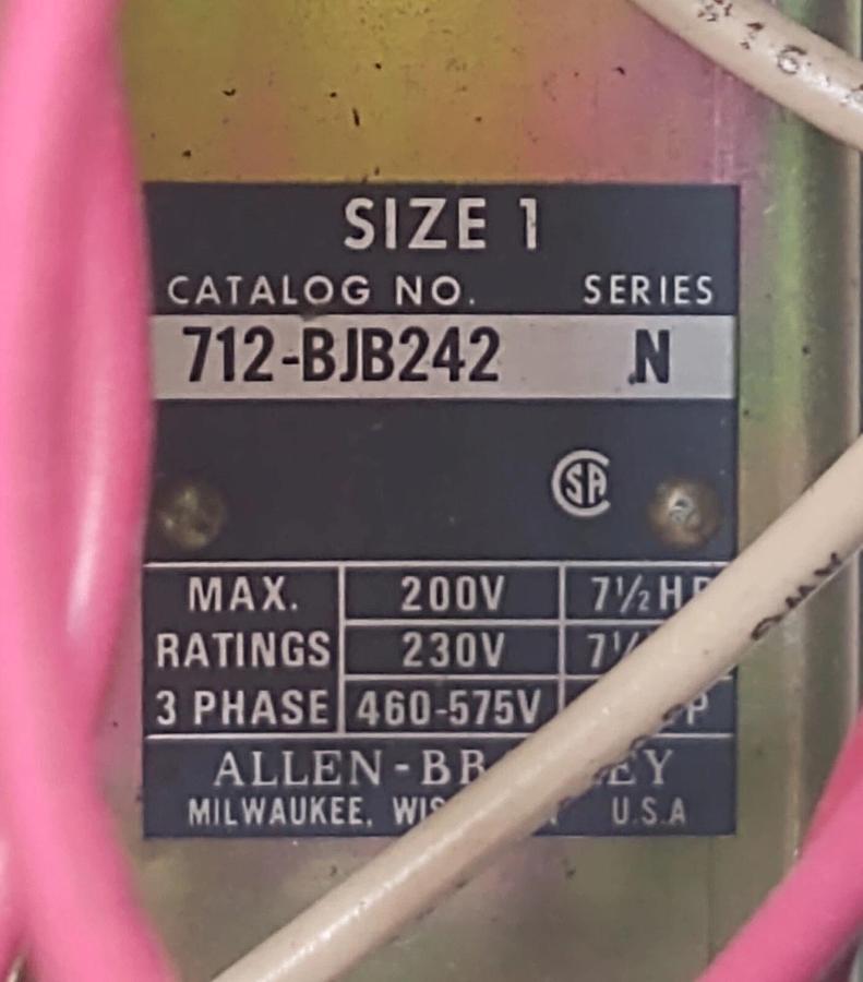 Used 🔥 Allen Bradley 712-BJB242 Size 1 Motor Starter Disconnect 120V Coil 10 Hp