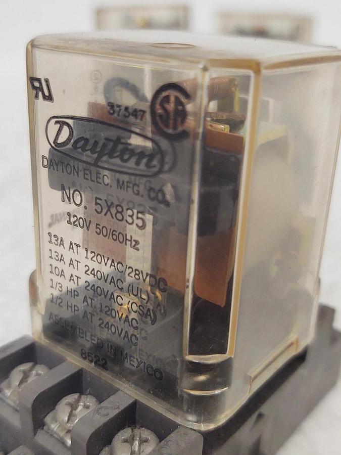 Used 🔥QTY 3 - DAYTON 5X835 RELAY WITH BASE 120V COIL