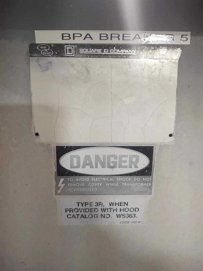 Used 🔥SQUARE D 37S3H 37.5 KVA H.V. 240/480 L.V. 120/240 SINGLE PHASE TRANSFORMER