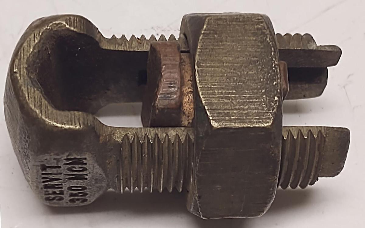 Used Bronze 350 MC  SPLIT BOLT NUT WIRE ELECTRICAL CLAMP CONNECTOR