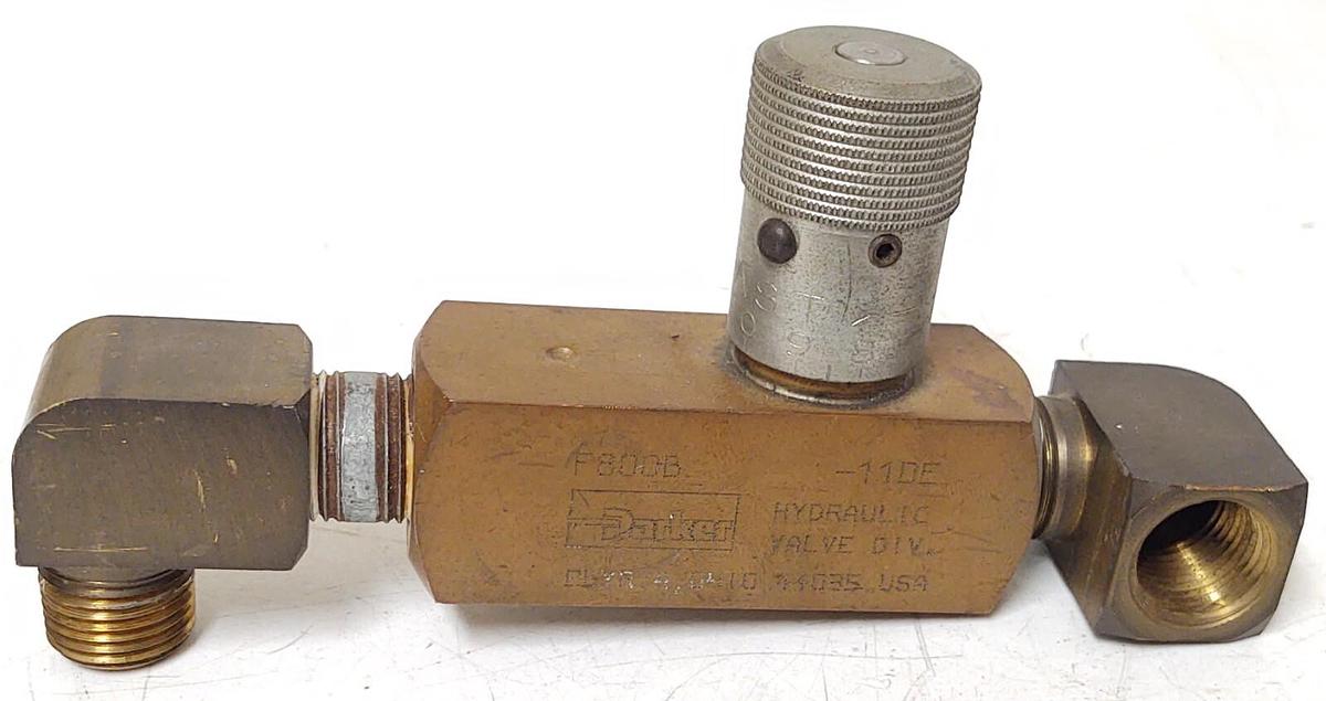 Used 🔥 Parker F-800B-11DE 1/2" NPT Brass Flow Control Valve 2000PSI Max 15GPM Check