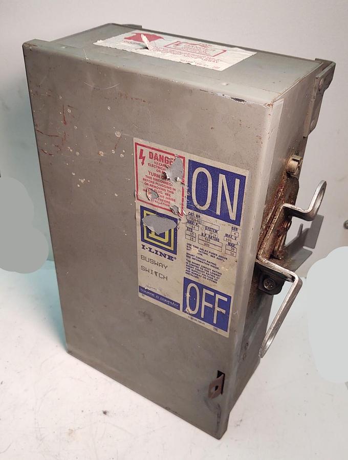 Used Square D PQ3606G 60A 600V I-Line Fusible Switch Bus Plug With Fuses PQ-3606G