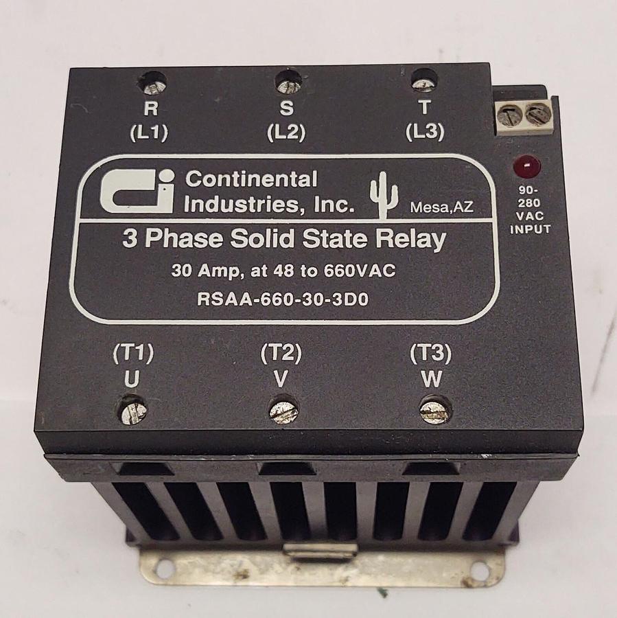 Used RSAA660303D0 CONTINENTAL INDUSTRIES SOLID STATE RELAY 660VAC 3PHASE SSR 3PH