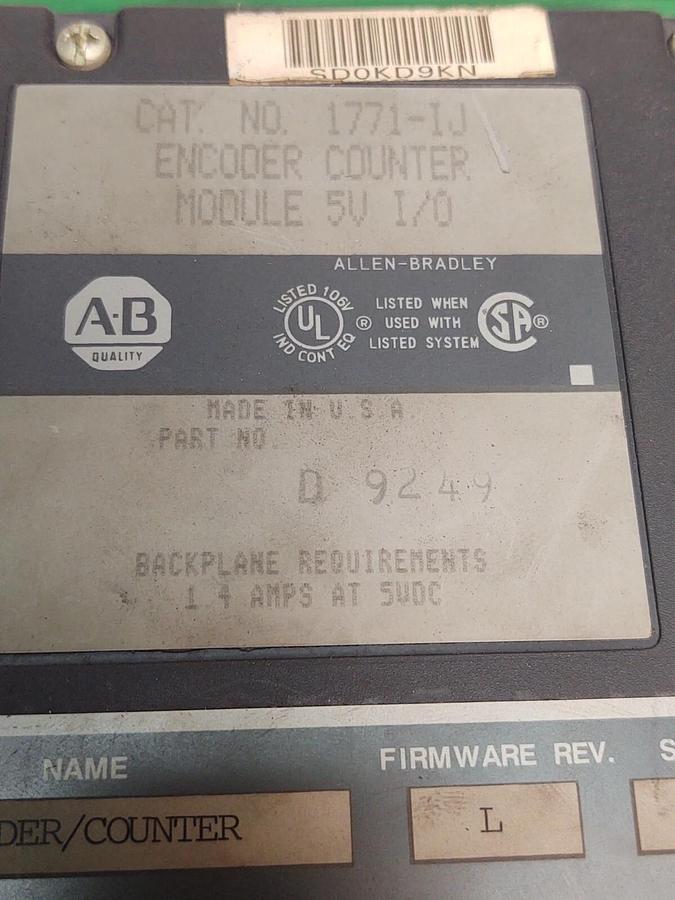 Used ALLEN BRADLEY ENCODER COUNTER MODULE 1771-IJ 5V I/O
