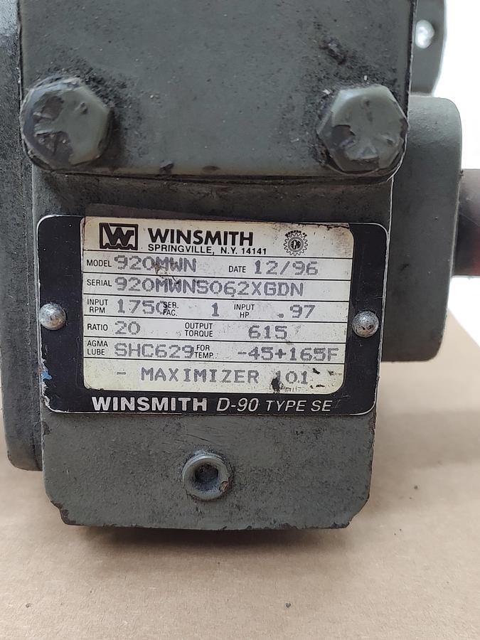 Used Dayton 90VDC 1HP WINSMITH 920 Gear Box 20:1 TESTED