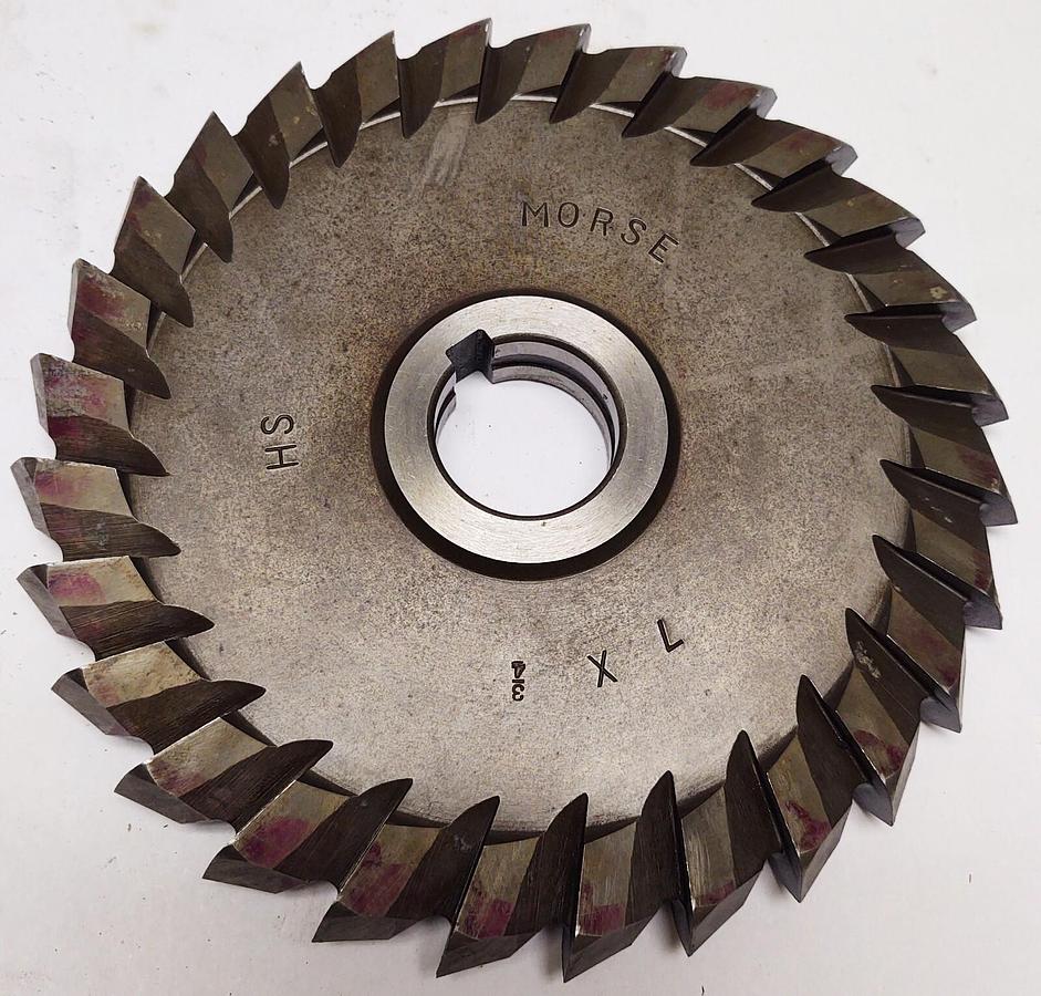 Used MORSE 7" x 3/4" x 1-1/4" HSS Double Angle Horizontal Milling Cutter - Tooth 28T
