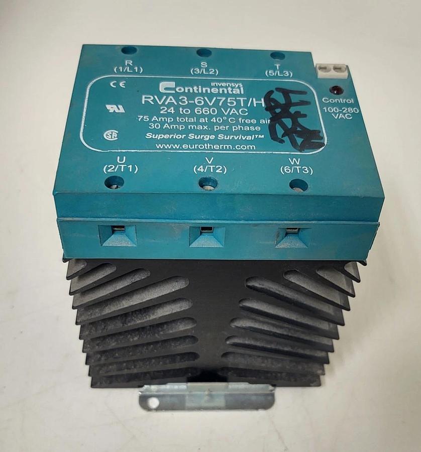 Used 🔥RVA3 6V75T/H Continental DIN Rail Three Phase Solid State Relay SSR Heat Sink