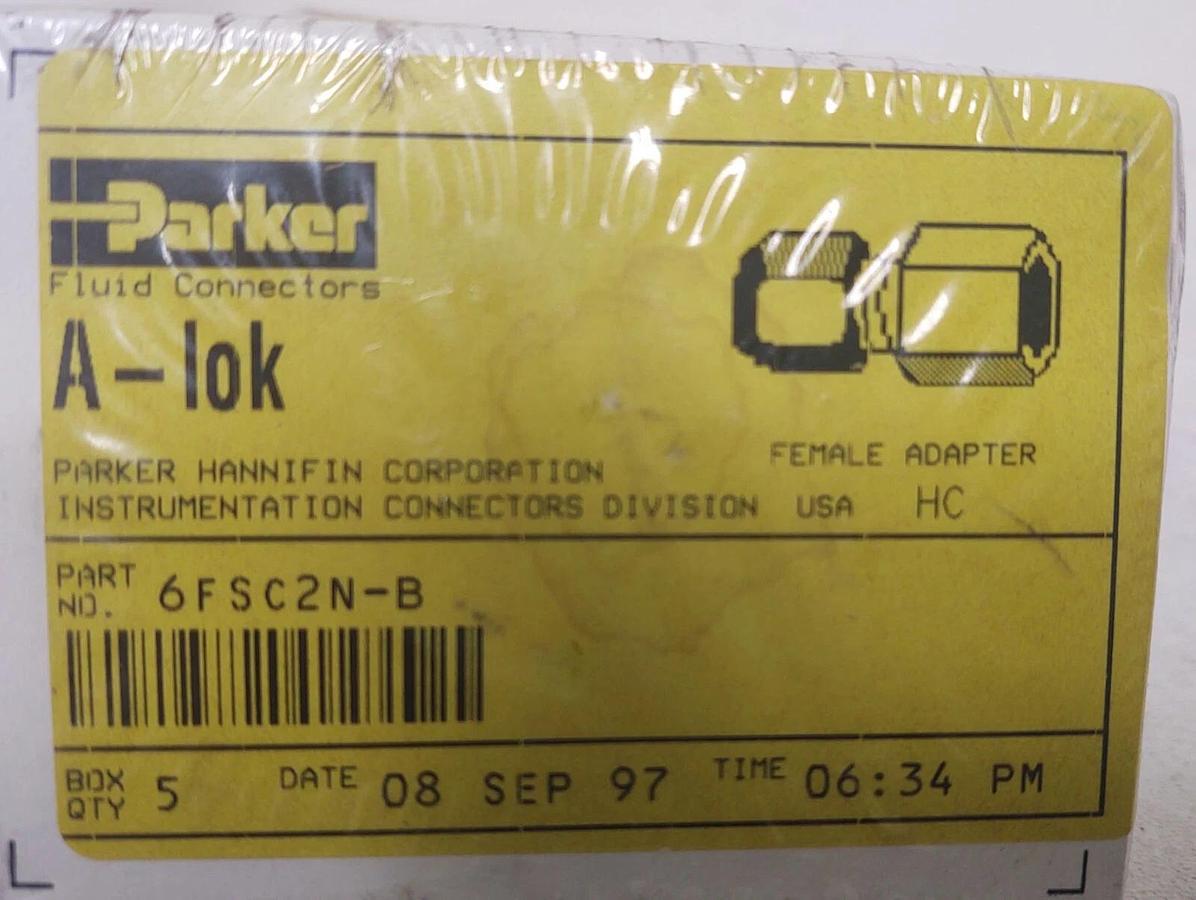 🔥 LOT OF 15 PARKER 6FSC2N-B A-LOK TUBE BRASS FEMALE CONNECTOR