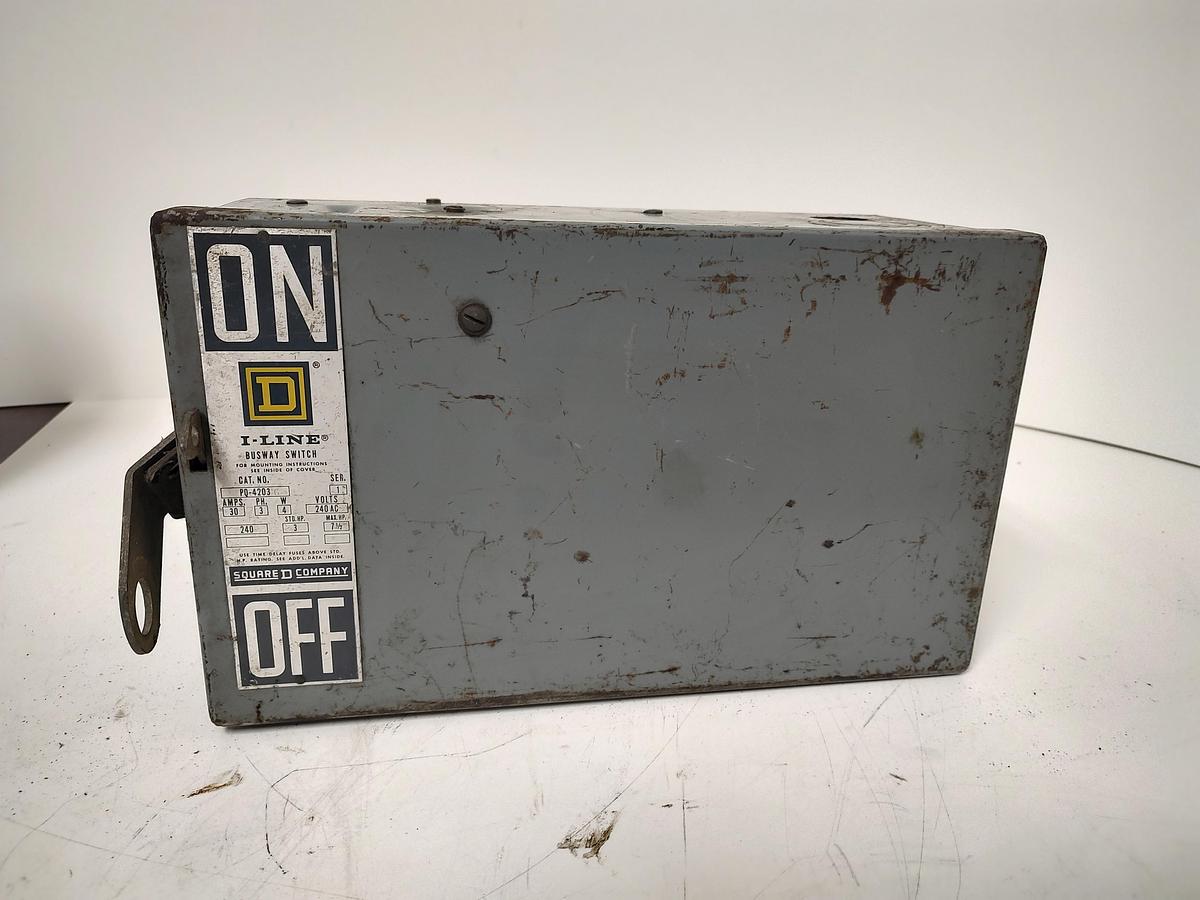 Used Square D PQ4203G 3P4W 30A 240V Fusible I-Line Switch Horizontal Bus Plug