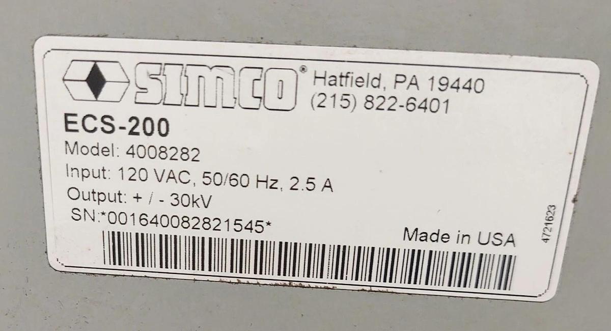 Used 🔥 SIMCO ECS-200 4008282 Ion Electrostatic Charging System 30 KV Industrial Film