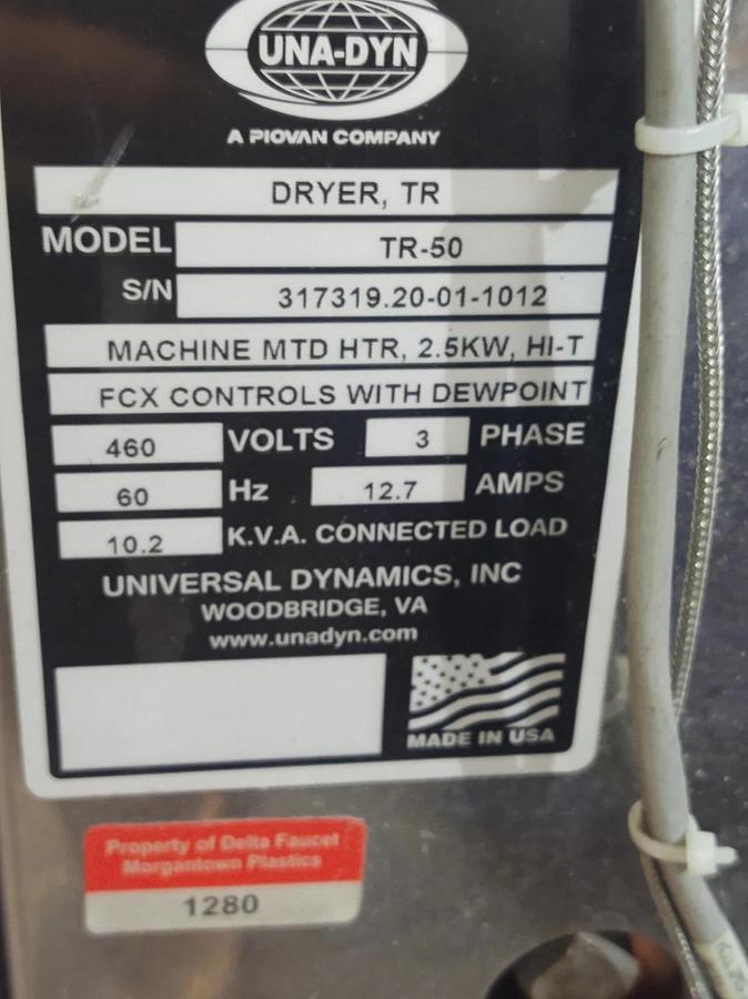 Used 🔥Una-Dyn TR-50 Desiccant Automatic Dryer 460V TESTED WORKING