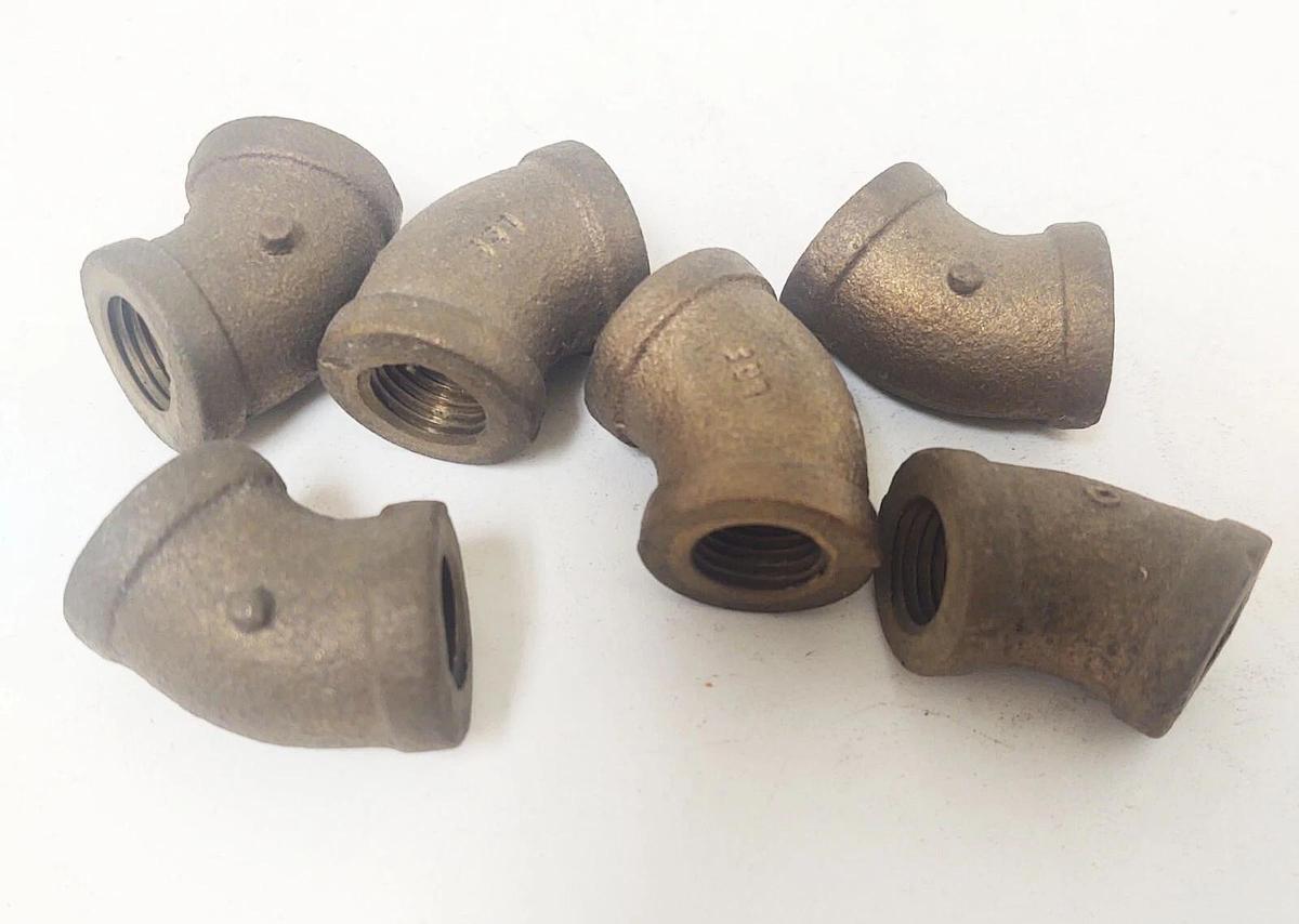🔥45° (QTY 6) Brass Elbow 1/4" x 1/4" Fitting Pipe Size Female NPT x Female NPT