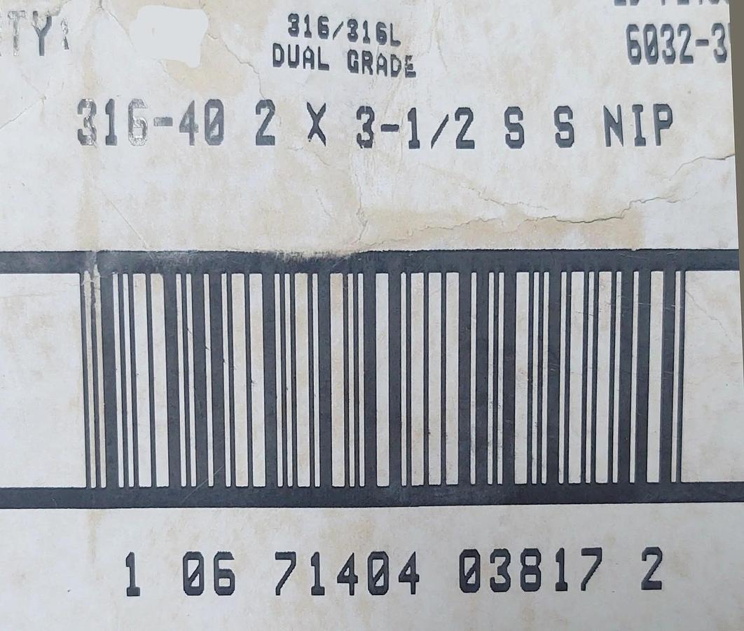 🔥(QTY 5) Merit Brass USA 2"x3-1/2" 316L Stainless Steel Pipe Nipple Sch 40 NPT
