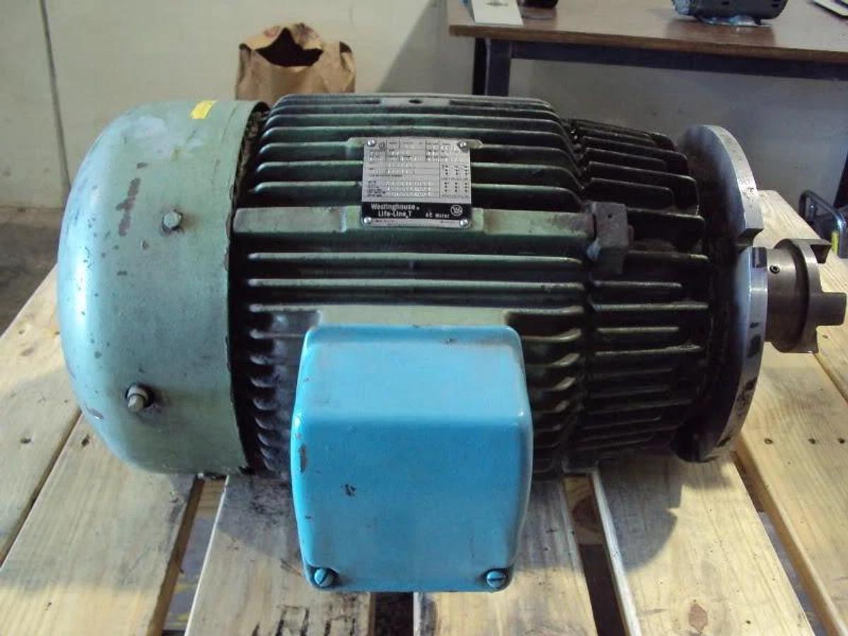 Used Westinghouse 20 HP AC Motor Frame 256TC Volts 230/460 3 Phase Arburg Injection