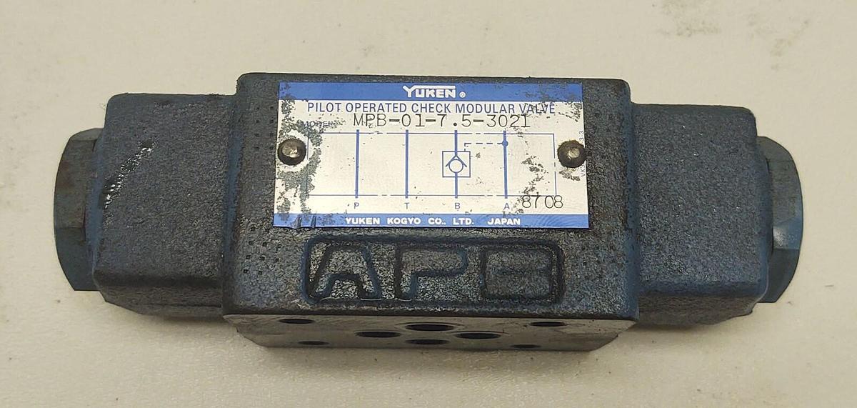 Used YUKEN PILOT OPERATED CHECK MODULAR VALVE MPB-01-7.5-3021