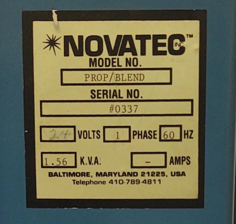 Used NOVATEC LAYERING CONTROLLER VACUUM LOADER MODEL PROP/BLEND DUAL VALVE